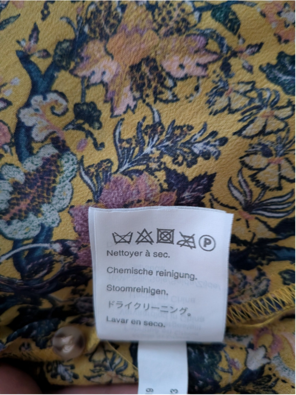 Madewell x Karen Walker 100% Silk Floral Boho Blouse Top Mustard Yellow XL - Picture 8 of 10